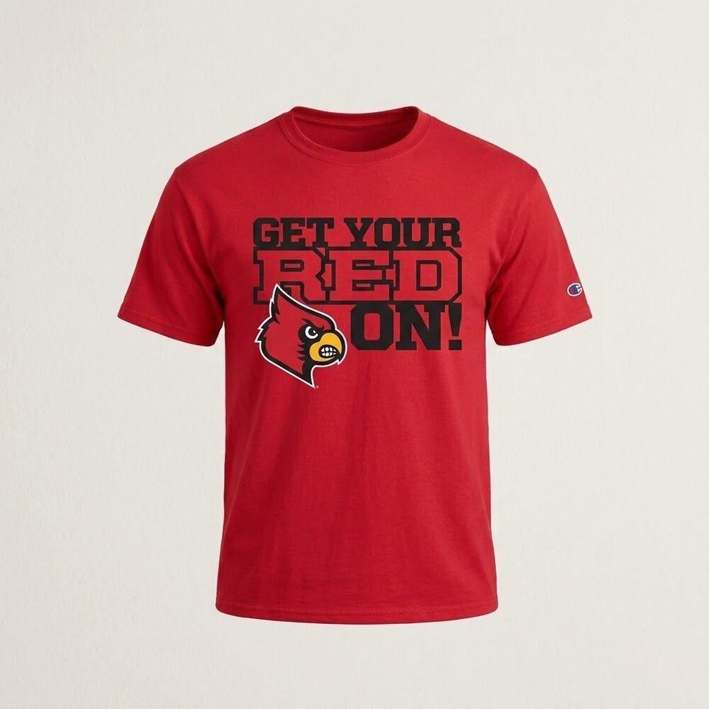 Champion Louisville Cardinals Mens XXL Red Get Your Red On Graphic T-Shirt